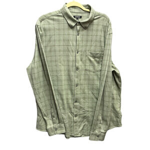 Express Mens Green‎ Plaid Long Sleeve Casual Shirt Size XL